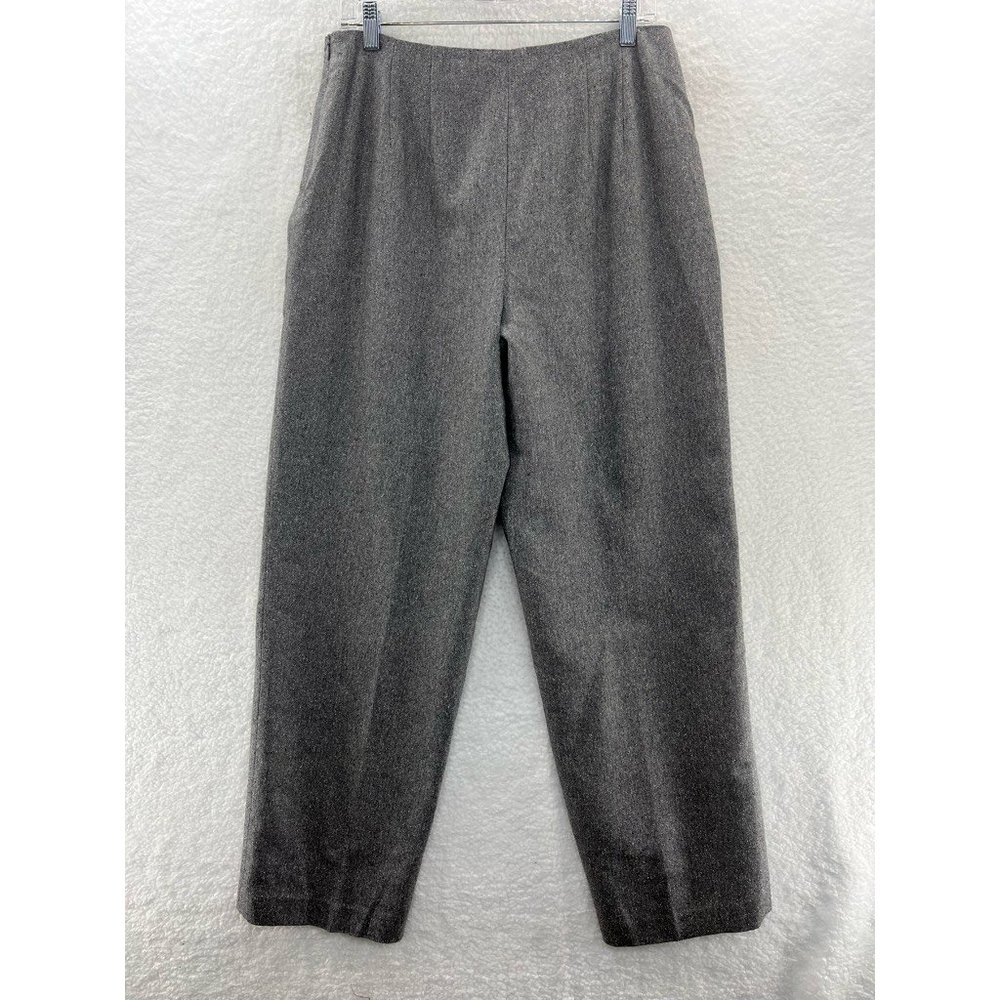 Talbots Womens Dress Career Pants Gray Side Zip Silk Wool Blend Tweed Lined 12 - Picture 2 of 7